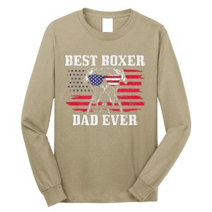 Best Boxer Dad Ever Dog Patriotic 4th Of July American Flag Long Sleeve Shirt