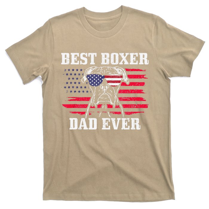 Best Boxer Dad Ever Dog Patriotic 4th Of July American Flag T-Shirt