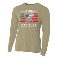 Best Boxer Dad Ever Dog Patriotic 4th Of July American Flag Cooling Performance Long Sleeve Crew