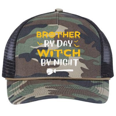 Brother By Day Witch By Night Funny Gifts Halloween Costume Retro Rope Trucker Hat Cap