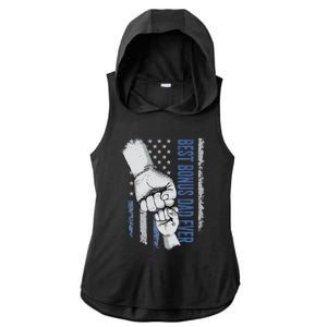 Best Bonus Dad Ever American Flag Fathers Day Gift Dad Great Gift Ladies PosiCharge Tri-Blend Wicking Draft Hoodie Tank