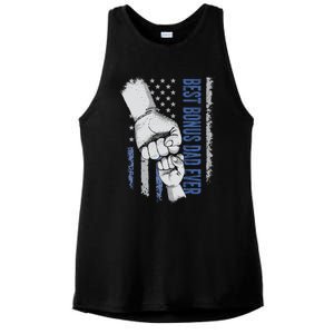 Best Bonus Dad Ever American Flag Fathers Day Gift Dad Great Gift Ladies PosiCharge Tri-Blend Wicking Tank