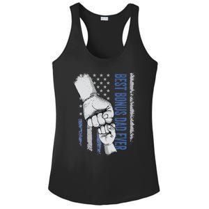 Best Bonus Dad Ever American Flag Fathers Day Gift Dad Great Gift Ladies PosiCharge Competitor Racerback Tank