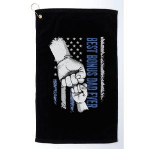 Best Bonus Dad Ever American Flag Fathers Day Gift Dad Great Gift Platinum Collection Golf Towel