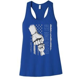 Best Bonus Dad Ever American Flag Fathers Day Gift Dad Great Gift Women's Racerback Tank