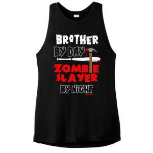 Brother By Day Zombie Slayer By Night Halloween Costume Ladies PosiCharge Tri-Blend Wicking Tank