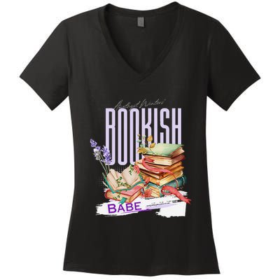 Bookish Babe Dark Romance Merch Funny Women's V-Neck T-Shirt