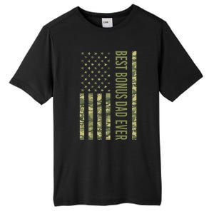 Best Bonus Dad Ever American Flag Fathers Day Us Camo Flag Cute Gift Tall Fusion ChromaSoft Performance T-Shirt