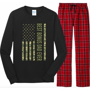 Best Bonus Dad Ever American Flag Fathers Day Us Camo Flag Cute Gift Long Sleeve Pajama Set