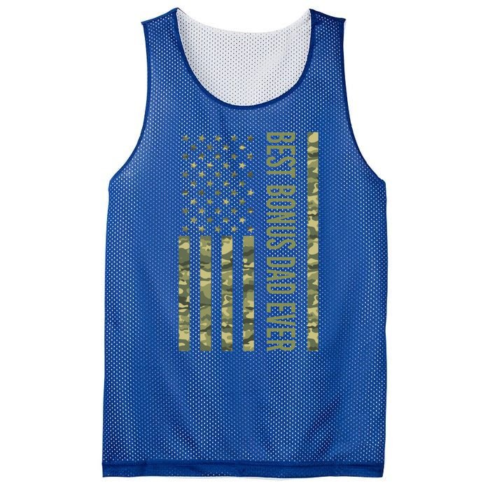 Best Bonus Dad Ever American Flag Fathers Day Us Camo Flag Cute Gift Mesh Reversible Basketball Jersey Tank