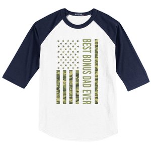 Best Bonus Dad Ever American Flag Fathers Day Us Camo Flag Cute Gift Baseball Sleeve Shirt