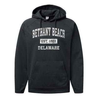 Bethany Beach Delaware De Vintage Sports Performance Fleece Hoodie