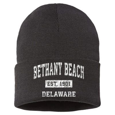 Bethany Beach Delaware De Vintage Sports Sustainable Knit Beanie