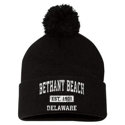 Bethany Beach Delaware De Vintage Sports Pom Pom 12in Knit Beanie