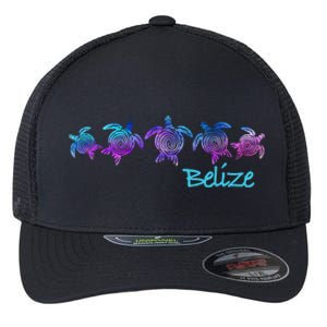 Belize Beach Design / Tribal Turtle Gift Flexfit Unipanel Trucker Cap