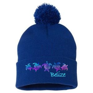 Belize Beach Design / Tribal Turtle Gift Pom Pom 12in Knit Beanie