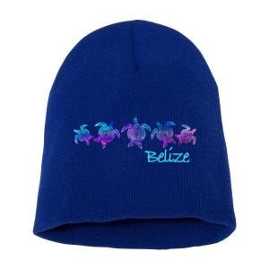 Belize Beach Design / Tribal Turtle Gift Short Acrylic Beanie