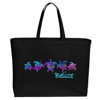 Belize Beach Design / Tribal Turtle Gift Cotton Canvas Jumbo Tote