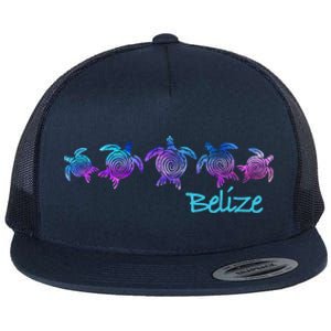 Belize Beach Design / Tribal Turtle Gift Flat Bill Trucker Hat