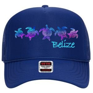 Belize Beach Design / Tribal Turtle Gift High Crown Mesh Back Trucker Hat