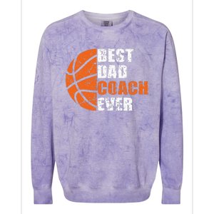 Best Basketball Dad Coach Ever Fathers Day Retro Bball Coach Colorblast Crewneck Sweatshirt