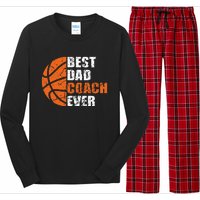 Best Basketball Dad Coach Ever Fathers Day Retro Bball Coach Long Sleeve Pajama Set