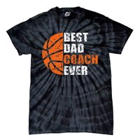 Best Basketball Dad Coach Ever Fathers Day Retro Bball Coach Tie-Dye T-Shirt