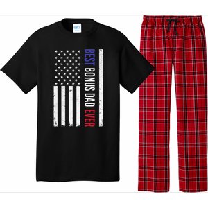 Best Bonus Dad Ever Funny Gift For Fathers Day Usa American Flag Gift Pajama Set