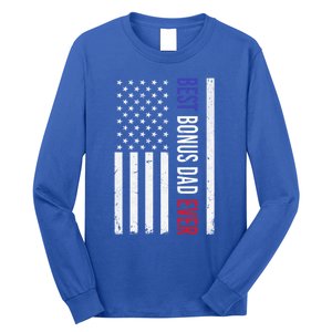 Best Bonus Dad Ever Funny Gift For Fathers Day Usa American Flag Gift Long Sleeve Shirt