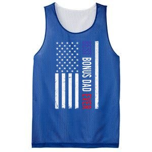 Best Bonus Dad Ever Funny Gift For Fathers Day Usa American Flag Gift Mesh Reversible Basketball Jersey Tank