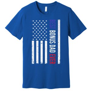 Best Bonus Dad Ever Funny Gift For Fathers Day Usa American Flag Gift Premium T-Shirt