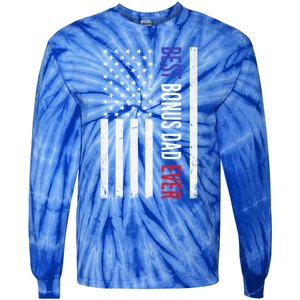 Best Bonus Dad Ever Funny Gift For Fathers Day Usa American Flag Gift Tie-Dye Long Sleeve Shirt