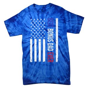 Best Bonus Dad Ever Funny Gift For Fathers Day Usa American Flag Gift Tie-Dye T-Shirt