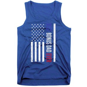 Best Bonus Dad Ever Funny Gift For Fathers Day Usa American Flag Gift Tank Top