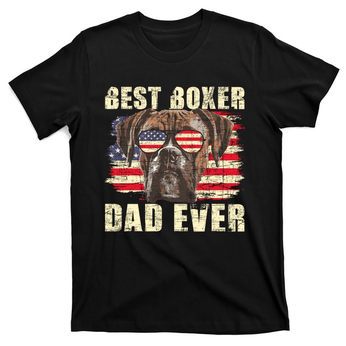 Best Boxer Dad Ever Usa Flag American Dog Animal Lover T-Shirt