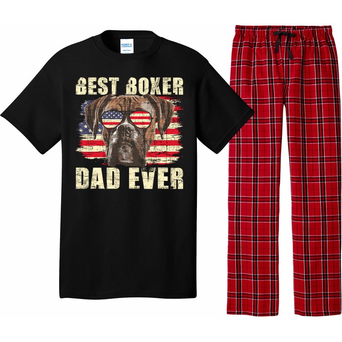 Best Boxer Dad Ever Usa Flag American Dog Animal Lover Pajama Set