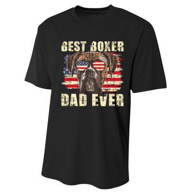 Best Boxer Dad Ever Usa Flag American Dog Animal Lover Performance Sprint T-Shirt