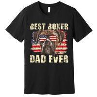 Best Boxer Dad Ever Usa Flag American Dog Animal Lover Premium T-Shirt