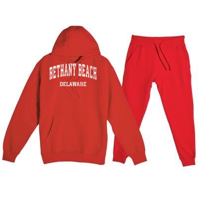 Bethany Beach Delaware De Vintage Varsity Sports Premium Hooded Sweatsuit Set