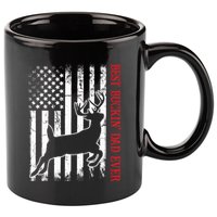 Best Buckin Dad Ever American Flag Deer Hunting 11oz C Handle Ceramic Mug