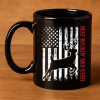 Best Buckin Dad Ever American Flag Deer Hunting 11oz C Handle Ceramic Mug