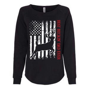 Best Buckin Dad Ever American Flag Deer Hunting Womens California Wash Sweatshirt