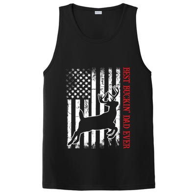 Best Buckin Dad Ever American Flag Deer Hunting PosiCharge Competitor Tank