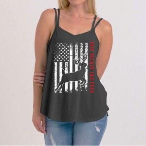 Best Buckin Dad Ever American Flag Deer Hunting Women's Strappy Tank