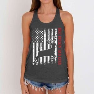 Best Buckin Dad Ever American Flag Deer Hunting Women's Knotted Racerback Tank