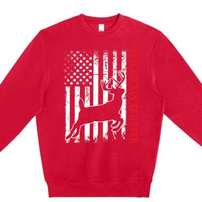 Best Buckin Dad Ever American Flag Deer Hunting Premium Crewneck Sweatshirt