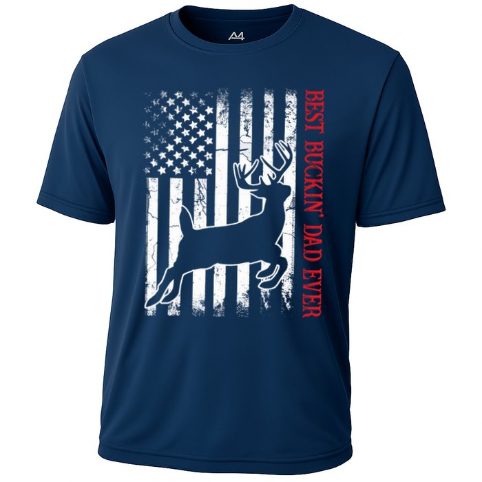 Best Buckin Dad Ever American Flag Deer Hunting Cooling Performance Crew T-Shirt