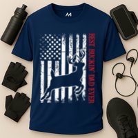 Best Buckin Dad Ever American Flag Deer Hunting Cooling Performance Crew T-Shirt
