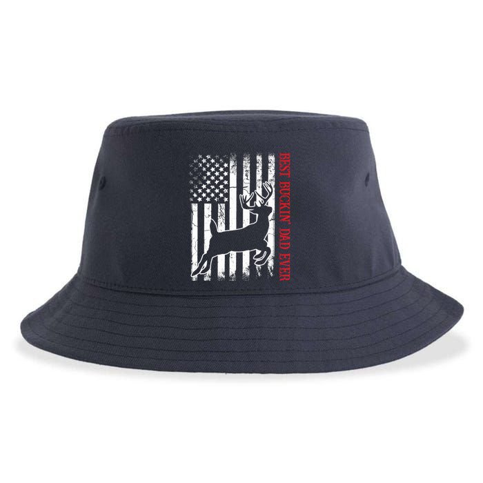 Best Buckin Dad Ever American Flag Deer Hunting Sustainable Bucket Hat