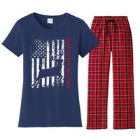 Best Buckin Dad Ever American Flag Deer Hunting Women's Flannel Pajama Set